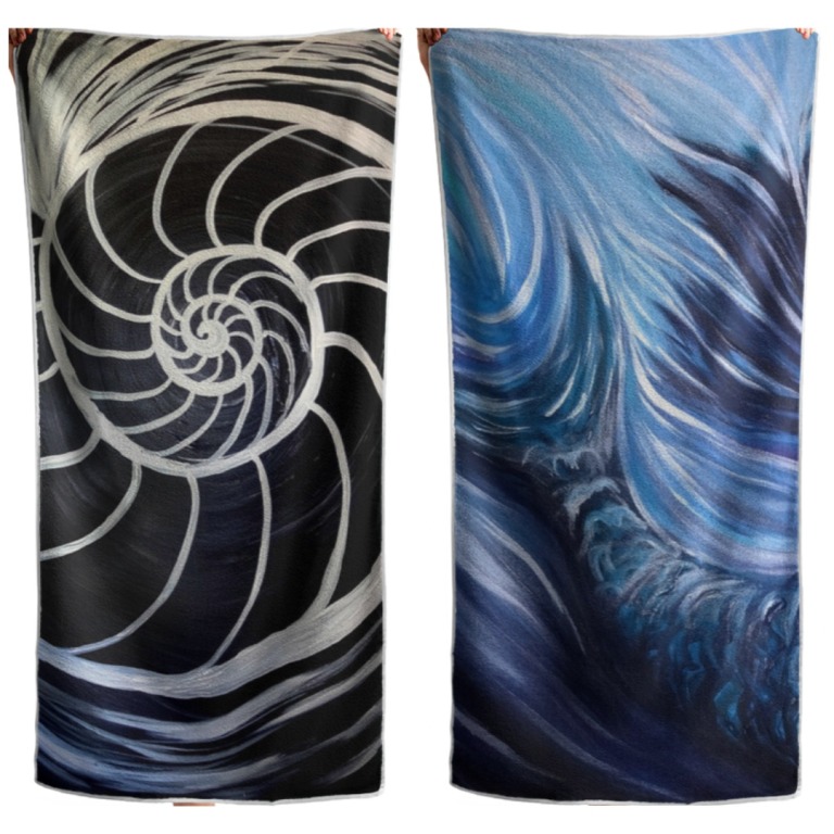 Beach Towels Guam Art by Michelle Pier Natuilus Sirena Mermaid