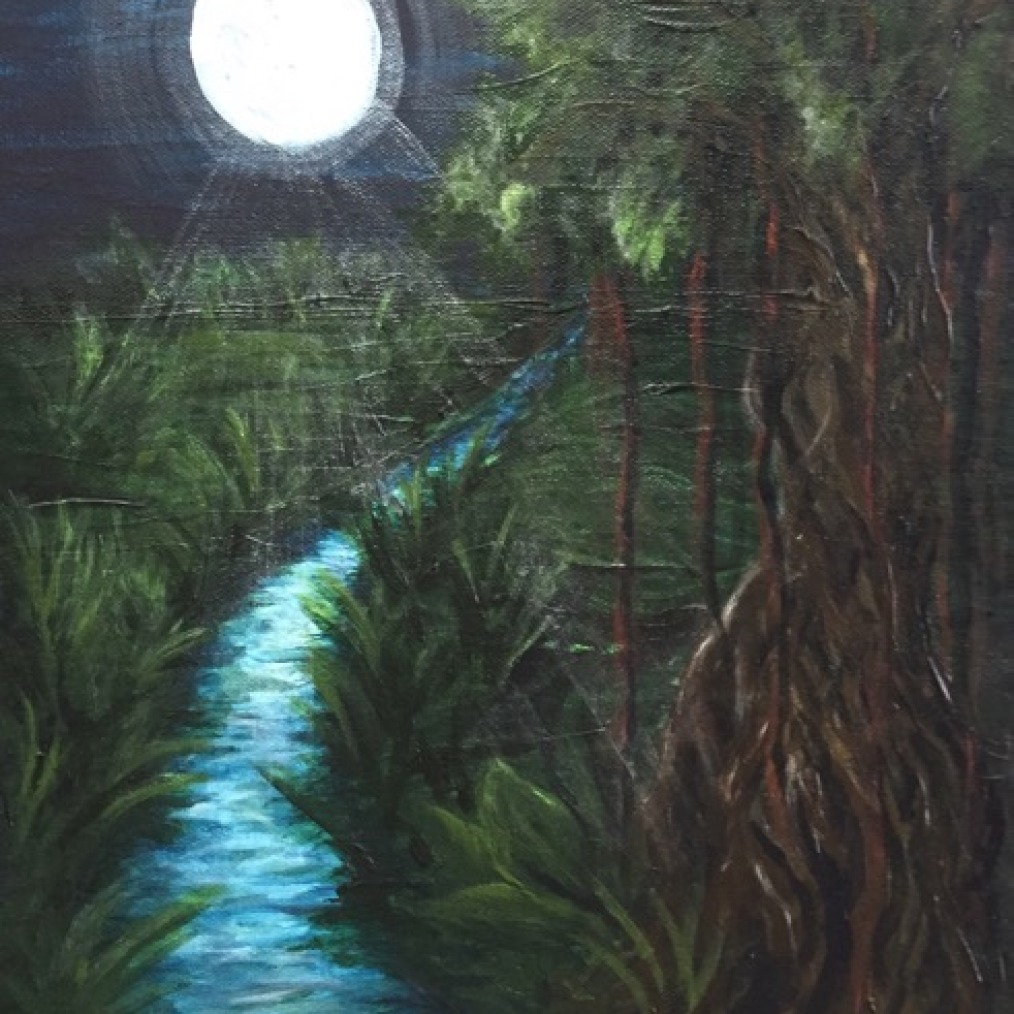 Moonlit Jungle River