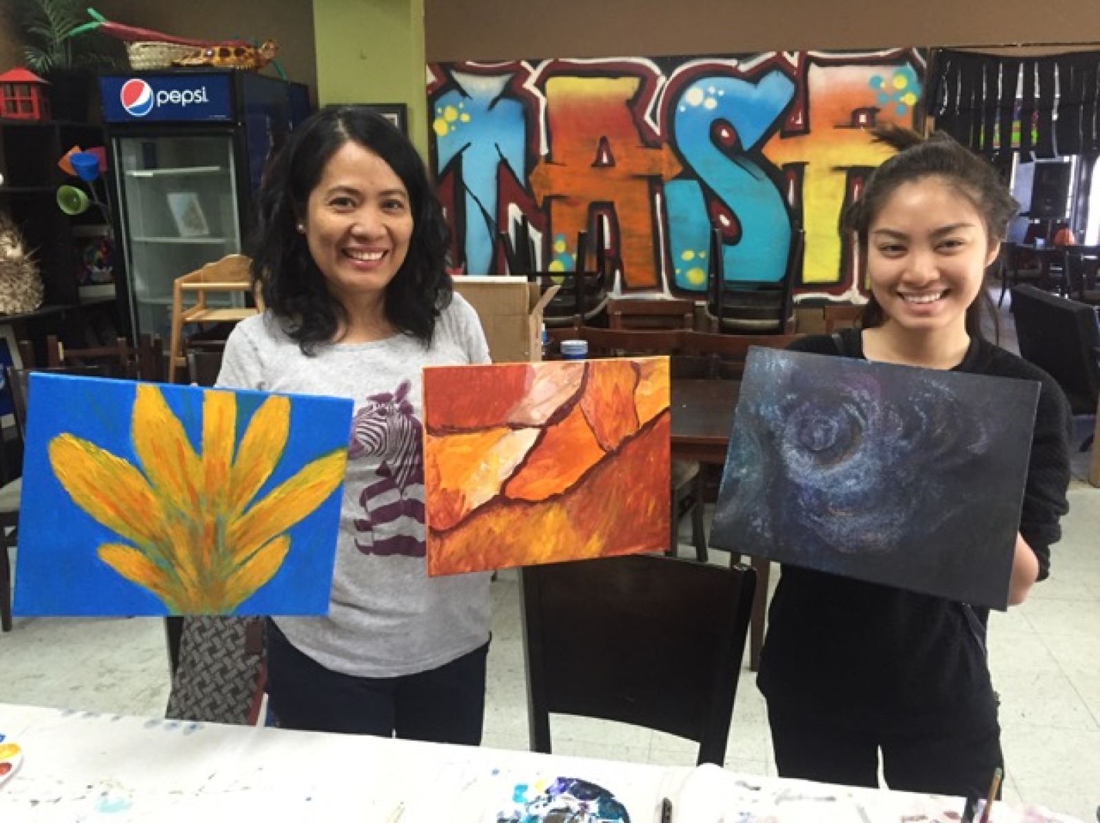 Creative Session at Guma’ Tasa: Painting a turtle, abstract flowers, galaxies, dragon