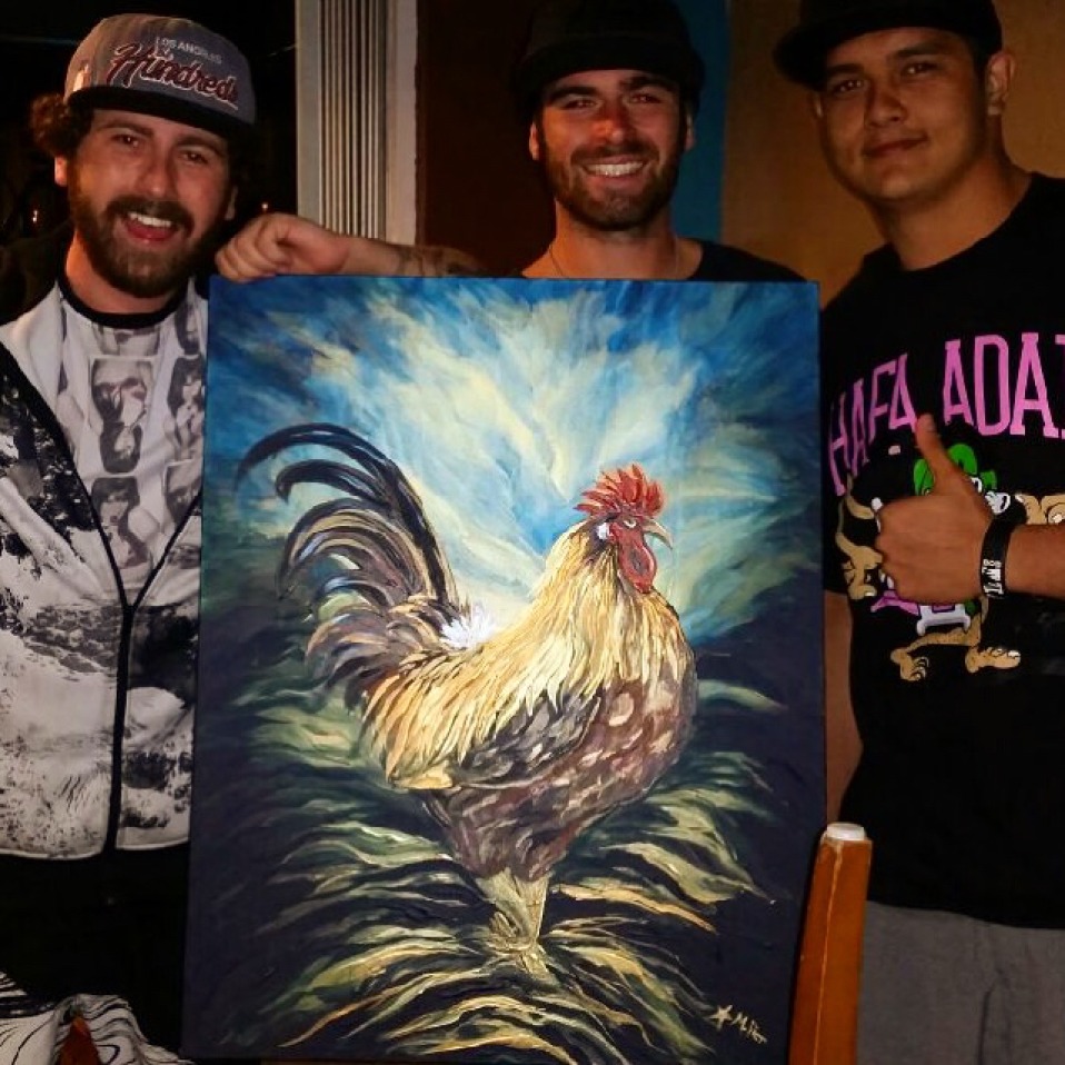 First Rooster Painting of the Year, Created and SOLD!