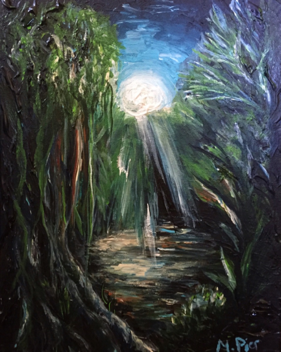 Moonlit Jungle Clearing Painting from Start to Finish