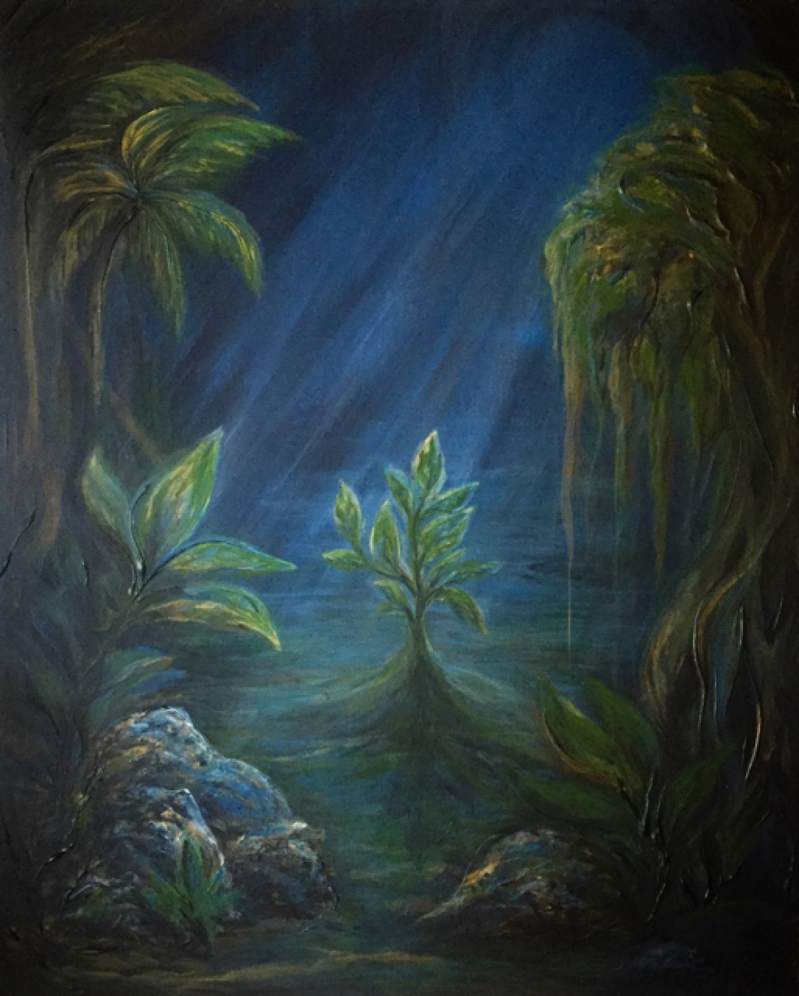 Commission Painting Process & Story of a Moonlit Jungle Scene