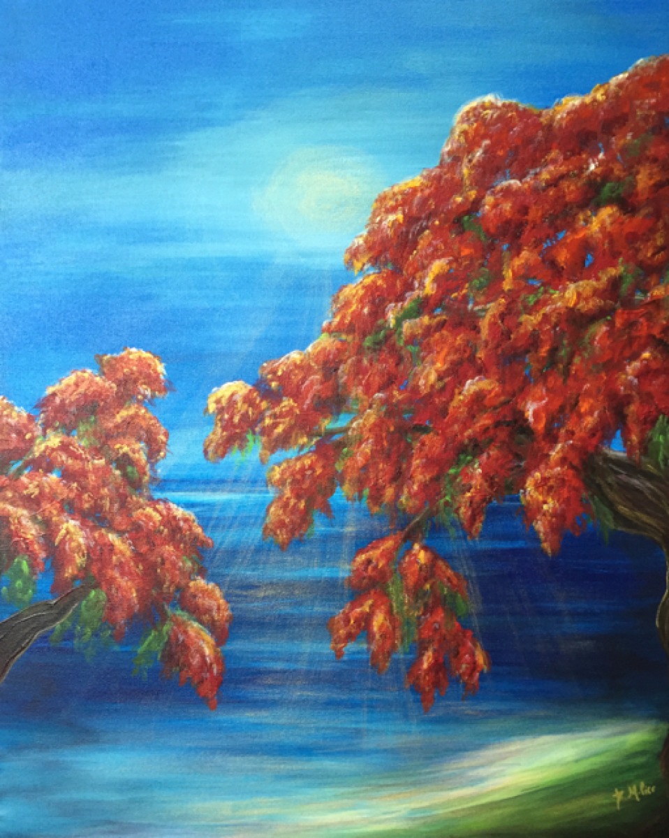 Paintings Inspired by the Beautiful Flame Trees on Guam