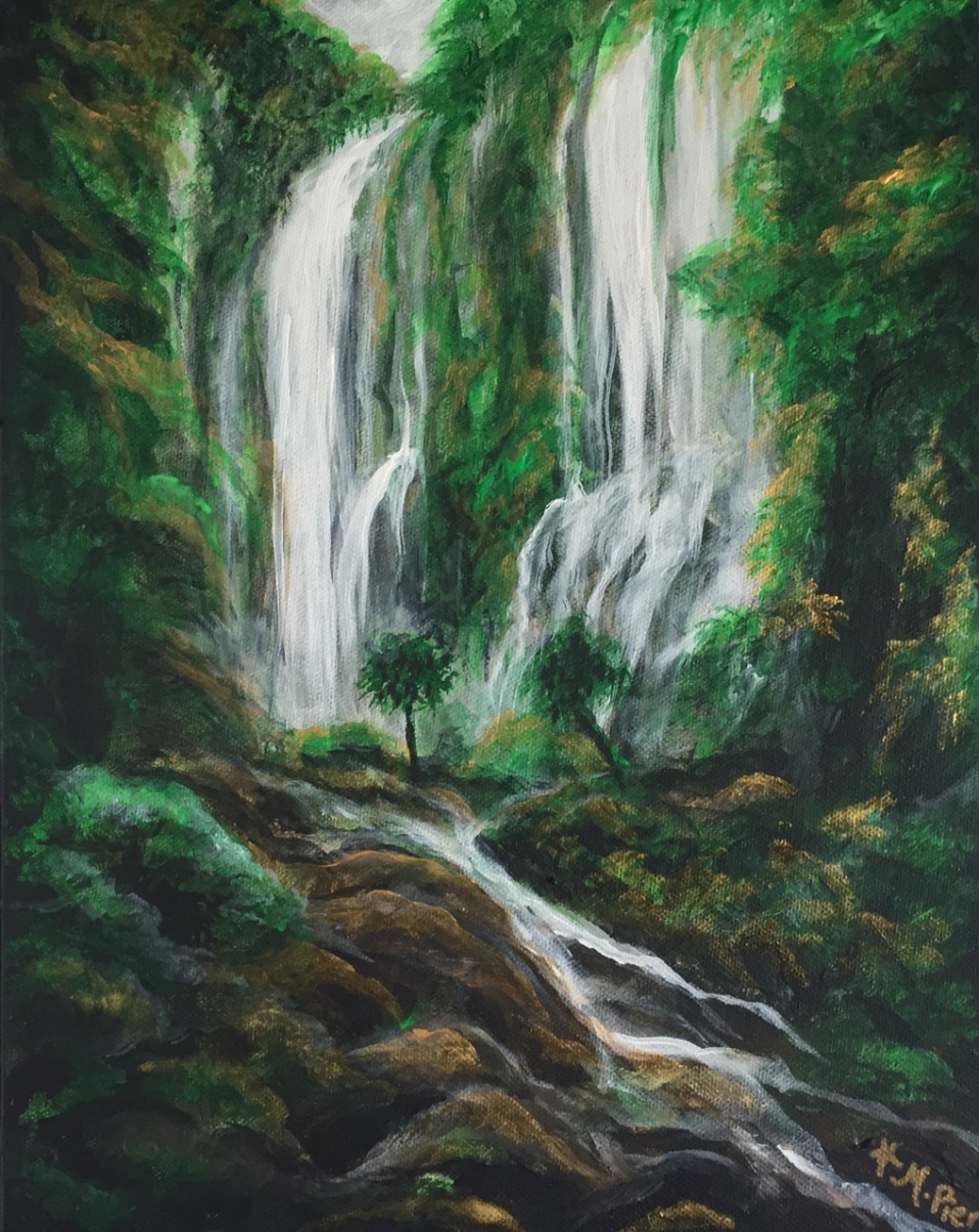 Painting inspired by Sekumpul Waterfall in Bali
