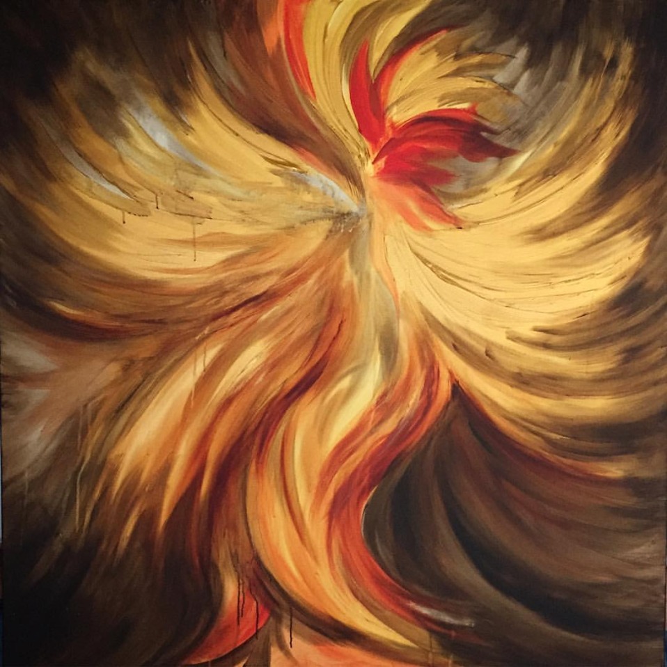 New Art! Abstract Fire Rooster for Lunar New Year