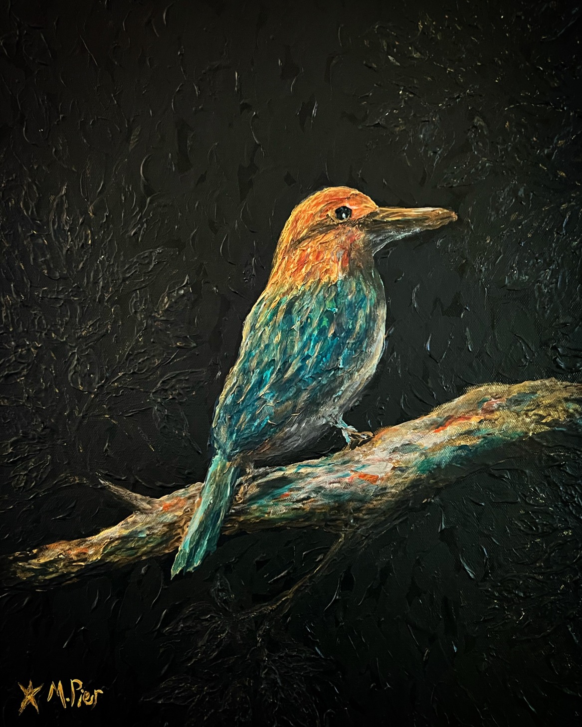 Guam Kingfisher, sihek, Guam art, Guam art for sale, Michelle Pier, creative indeed, painting