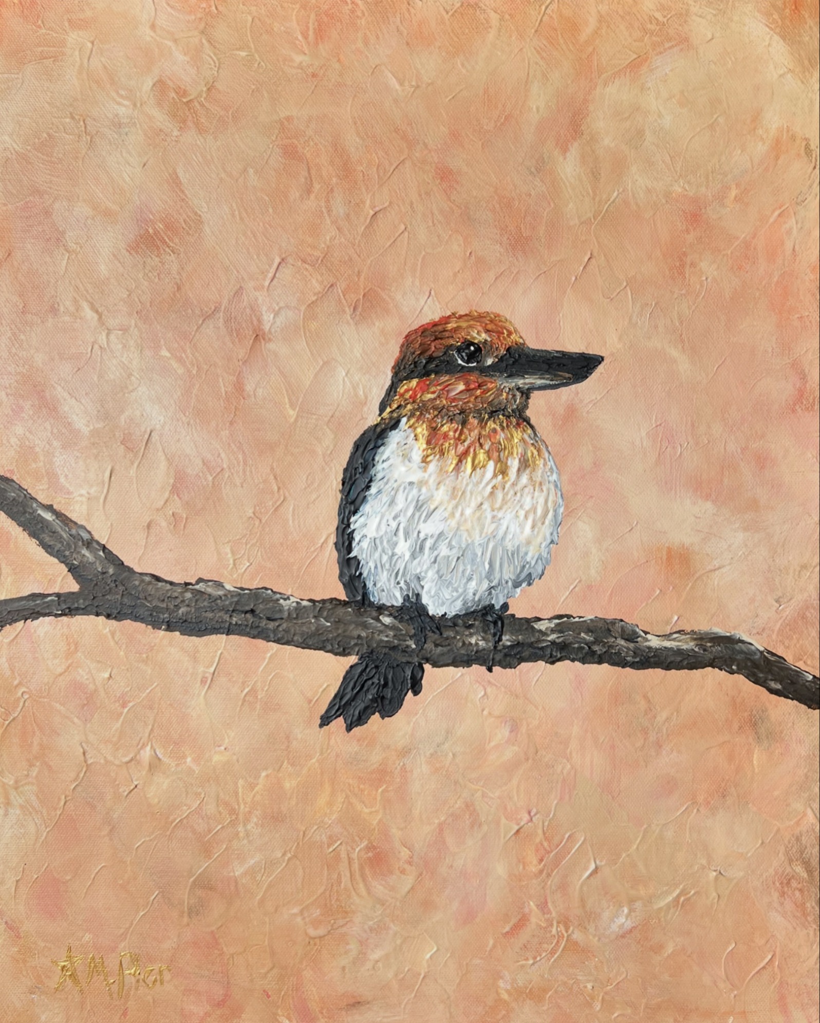 Guam Kingfisher, sihek, Guam art, Guam art for sale, Michelle Pier, creative indeed, painting