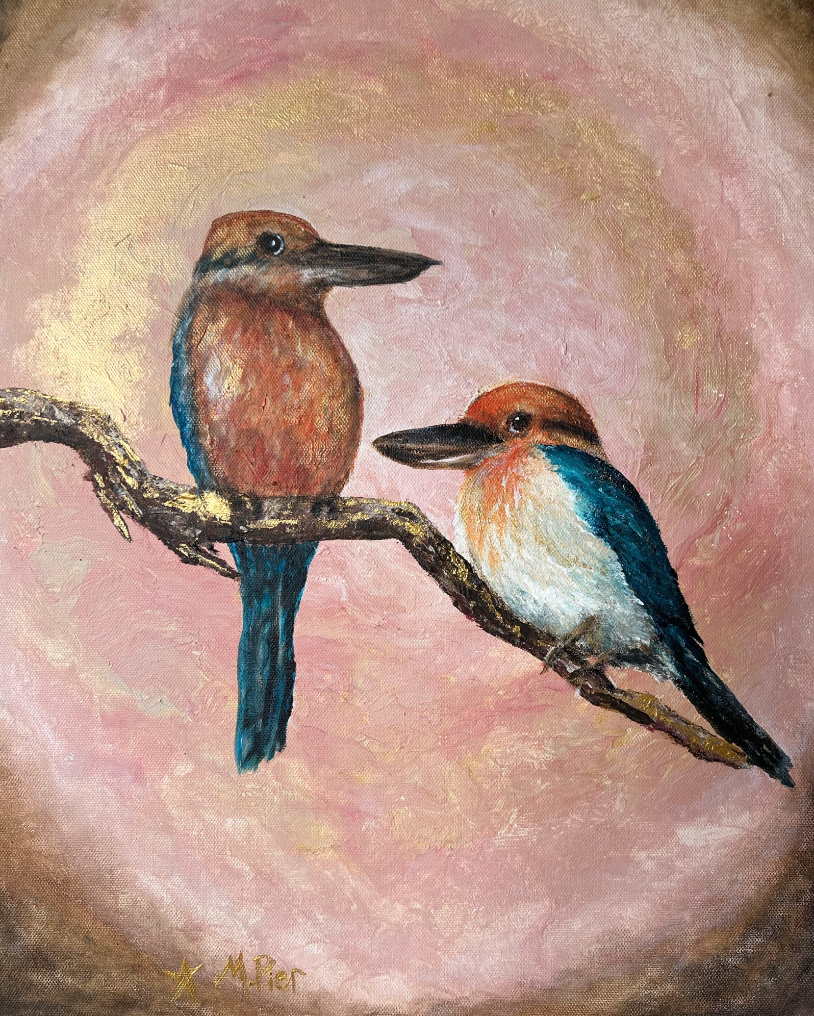 Guam Kingfisher, sihek, Guam art, Guam art for sale, Michelle Pier, creative indeed, painting