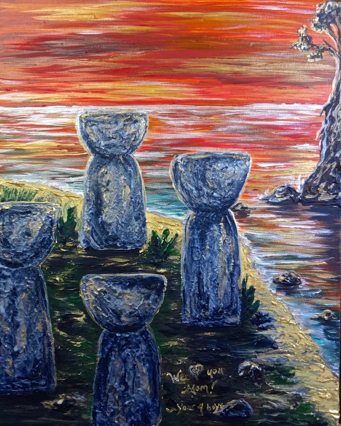 4 Lattes Painting from 4 boys to Mom on her birthday + Time lapse video