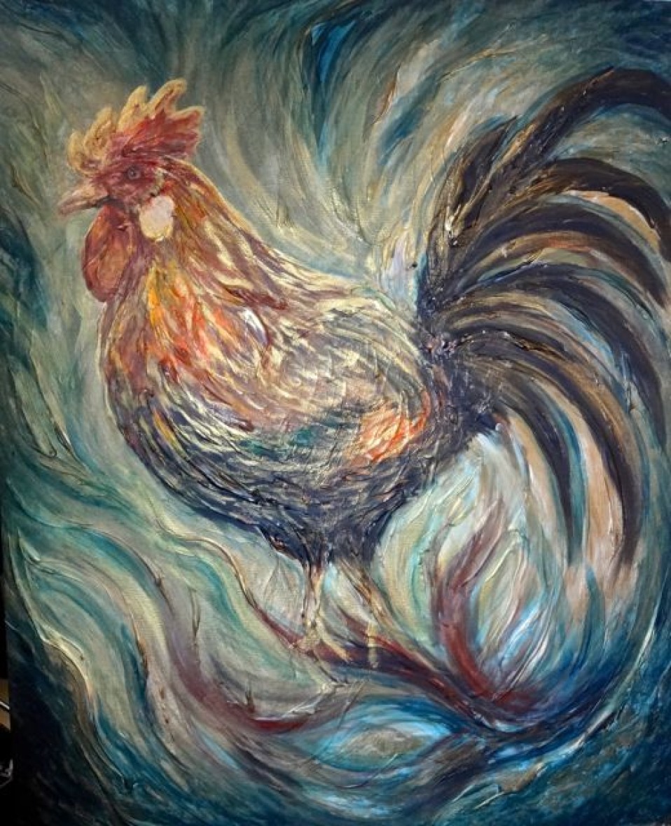 Jungle Rooster Time Lapse Painting Video from Start to Finish