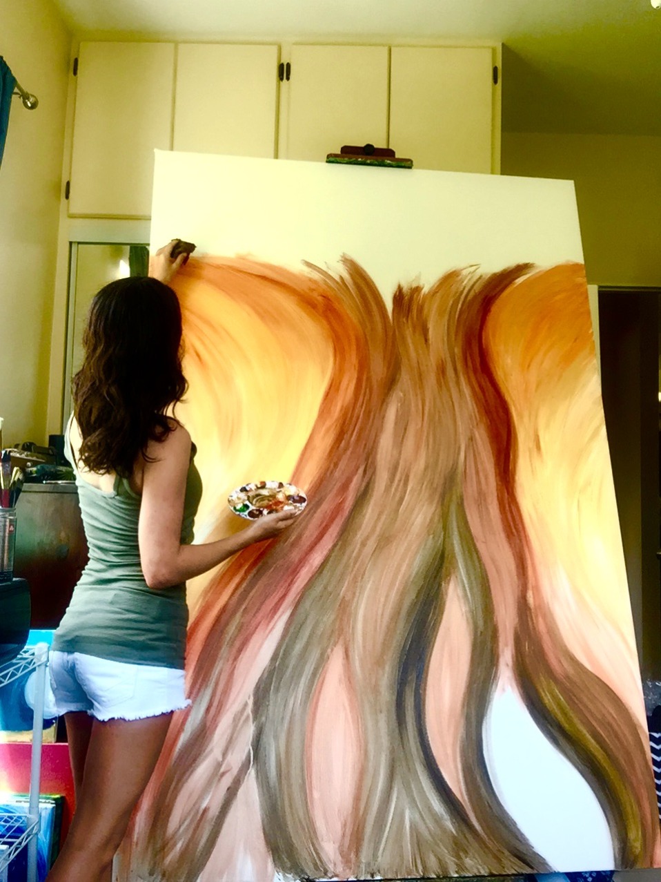 Sneak Peek on the Easel: A Big Colorful Tree in the Making